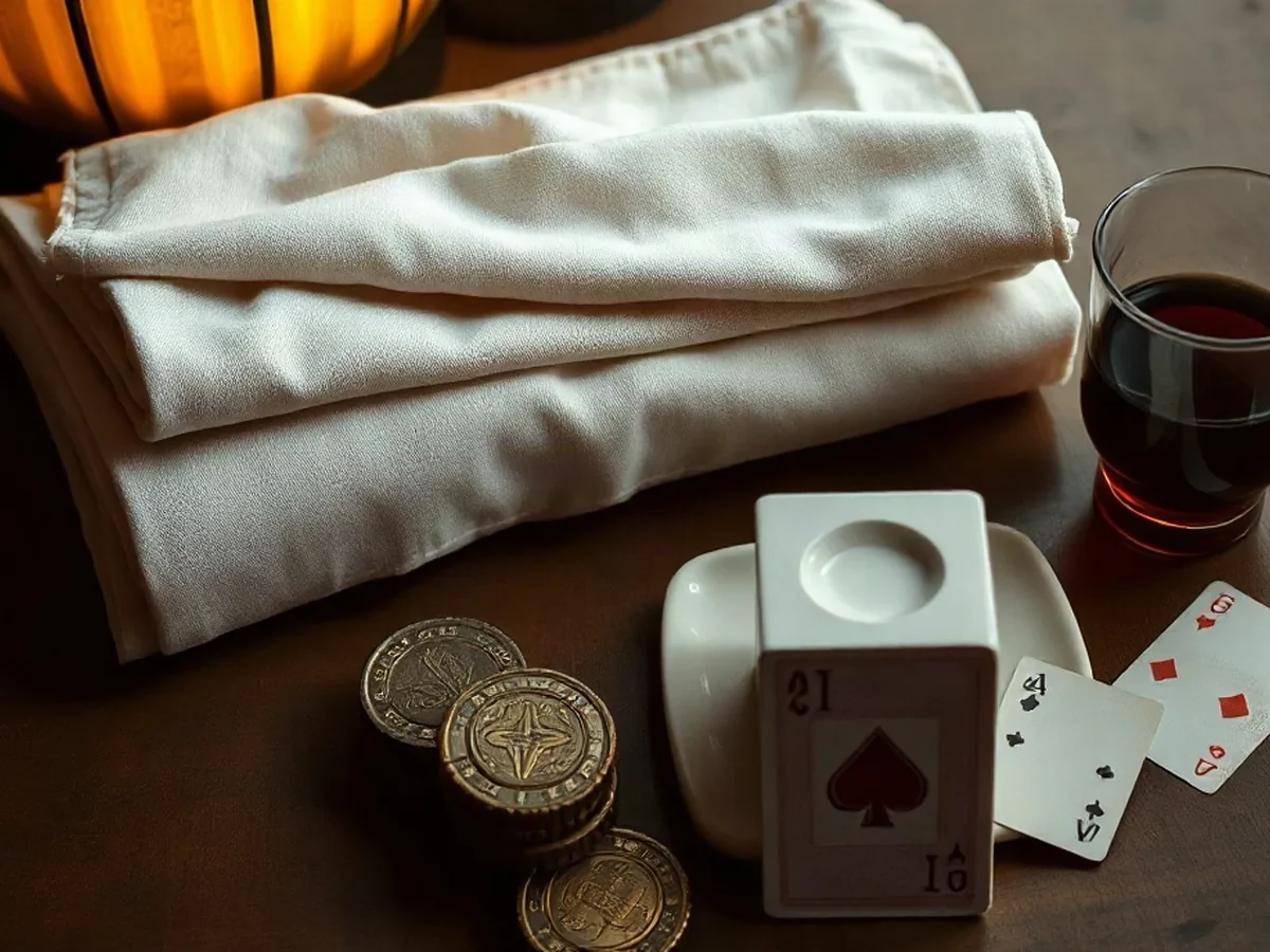 Bois patiné, lin crème, faïence et quelques cartes